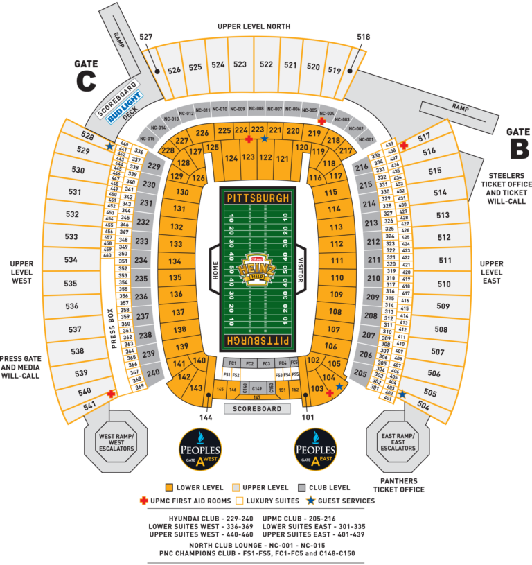 Heinz Field Seating Charts And Stadium Diagrams