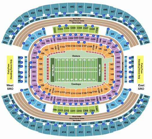 AT T Stadium Seating Chart Maps Dallas