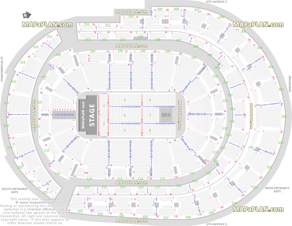 Bridgestone Arena Seat Row Numbers Detailed Seating Chart Nashville 