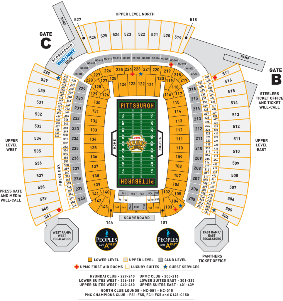 Heinz Field Seating Charts And Stadium Diagrams