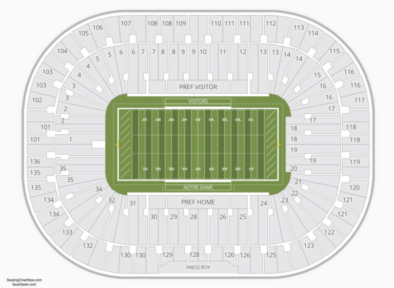 University Of Notre Dame Stadium Seating Chart - Seating-Chart.net