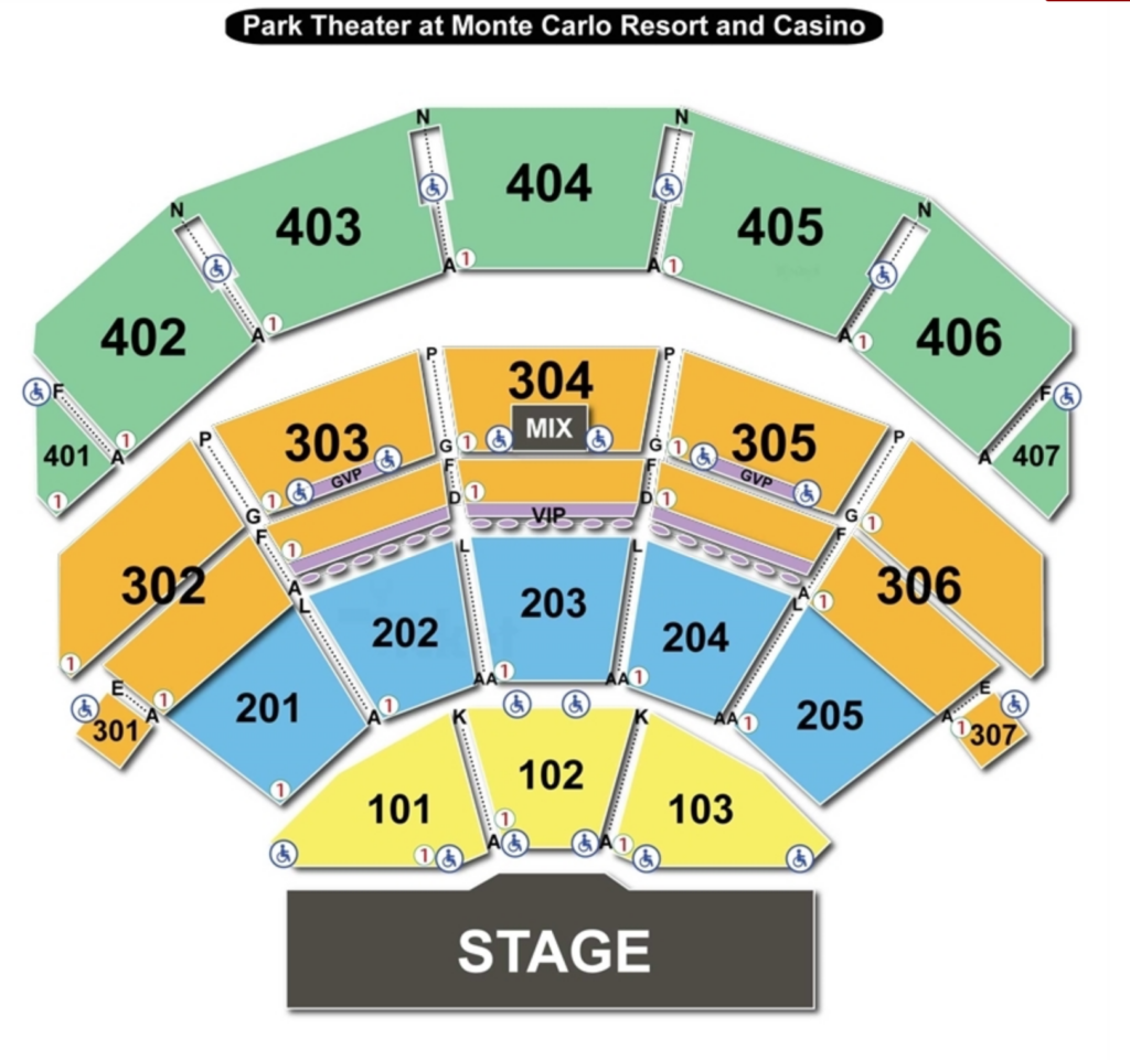 Park Theater Seating Chart Park Theater Las Vegas Nevada