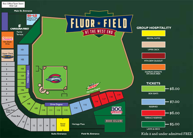 Seating Pricing Greenville Drive Fluor Field