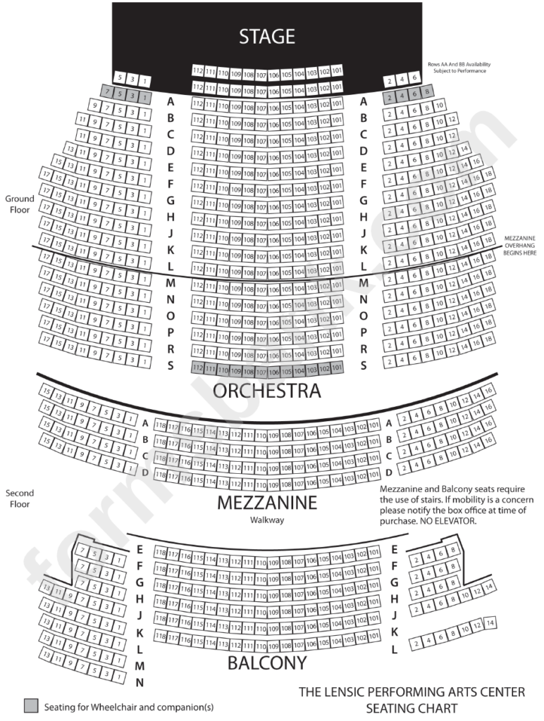 The Lensic Performing Arts Center Seating Chart Printable Pdf Download ...